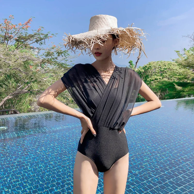 

One-Piece Swimwear For Women Swimsuit Full Retro Ladies One Piece Closed With Push Up Swimsuits Woman 2019 Korea Ins New Lace