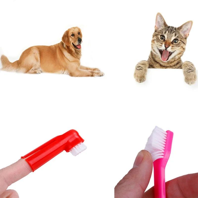 Pet Toothbrush + Finger Double Head Toothbrush Set Send By Random Color