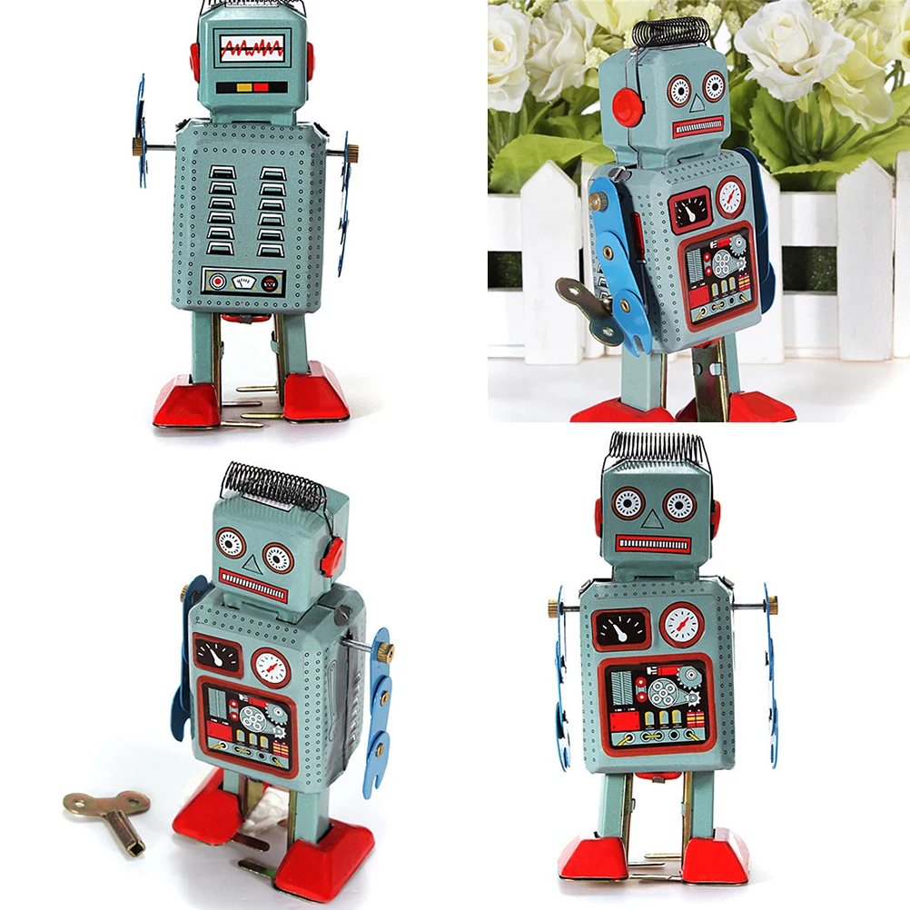 Винтажный механический часовой механизм, заводные игрушки, ходячий радар, жестяной робот, игрушка в стиле ретро, винтажный подарок, детские игрушки с ключом