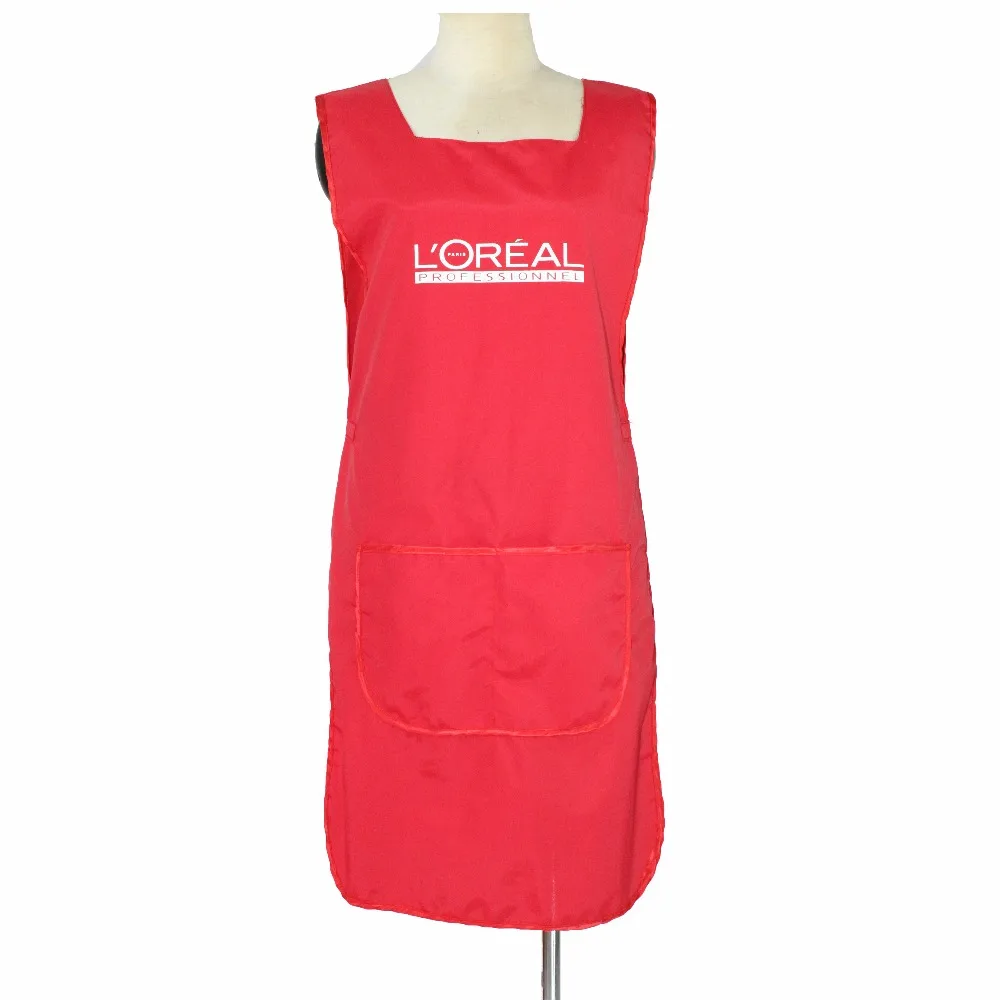 Image Red Apron For Hairdressing, Nail Art Wroking Apron In Fashion Design, Double Side To Wear Hair Apron For Salon OL 72