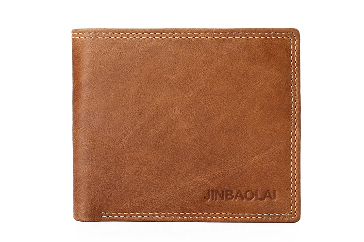 JINBAOLAI cow leather original brand male wallet fashion double suture design bifold wallets for men hight quality leather walet