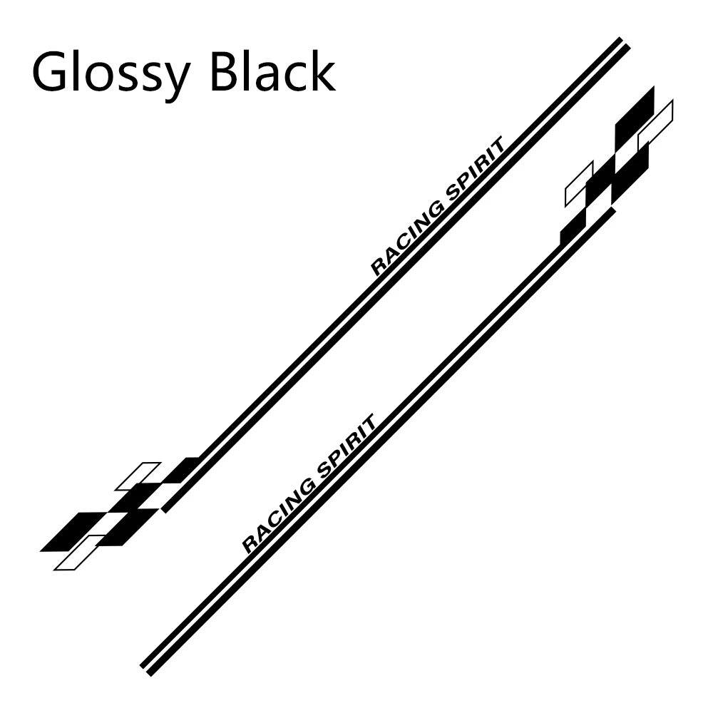 2шт двери автомобиля боковые полосы виток винилопласта с наклейкой авто гонки Декоративные наклейки для Марка Renault Clio Megane Duster автомобильные принадлежности для тюнинга - Название цвета: Glossy Black