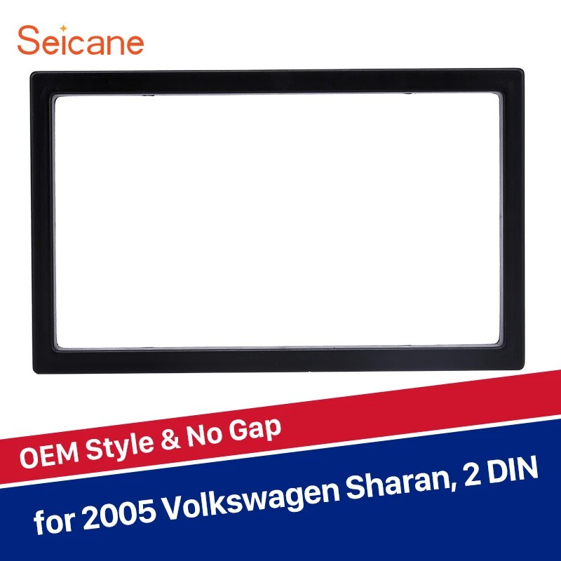 

Seicane 173*98mm OEM Black 2 Din Car Auto Radio Fascia Frame for 2005 Volkswagen Sharan install in Dash Rsfitting Kit