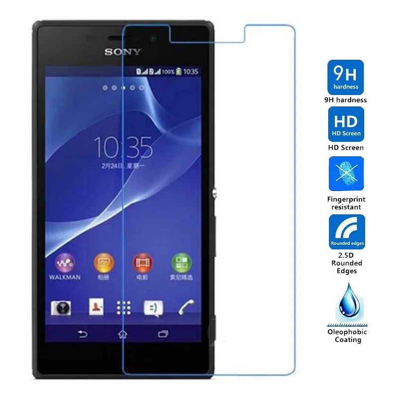2 шт. закаленное стекло для Sony Xperia M2 S50H Aqua D2403 Защитная пленка экрана M4 M5 E1 E2 E3 E4 Z5 S39H