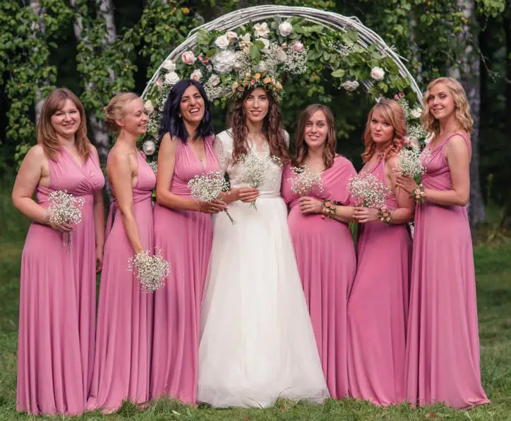Bridesmaid dress v-neck bridesmaid dresses long sexy backless Wedding Party dress