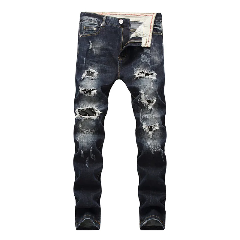 MORUANCLE Mens Ripped Jeans Pants Patchwork Distressed Denim Trousers ...