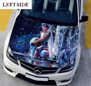 

LEFT SIDE Car Stickers Constellation 120*150 cm Engine Hood Star Night Styling Carbon Vinyl Cover Waterproof Starred Night