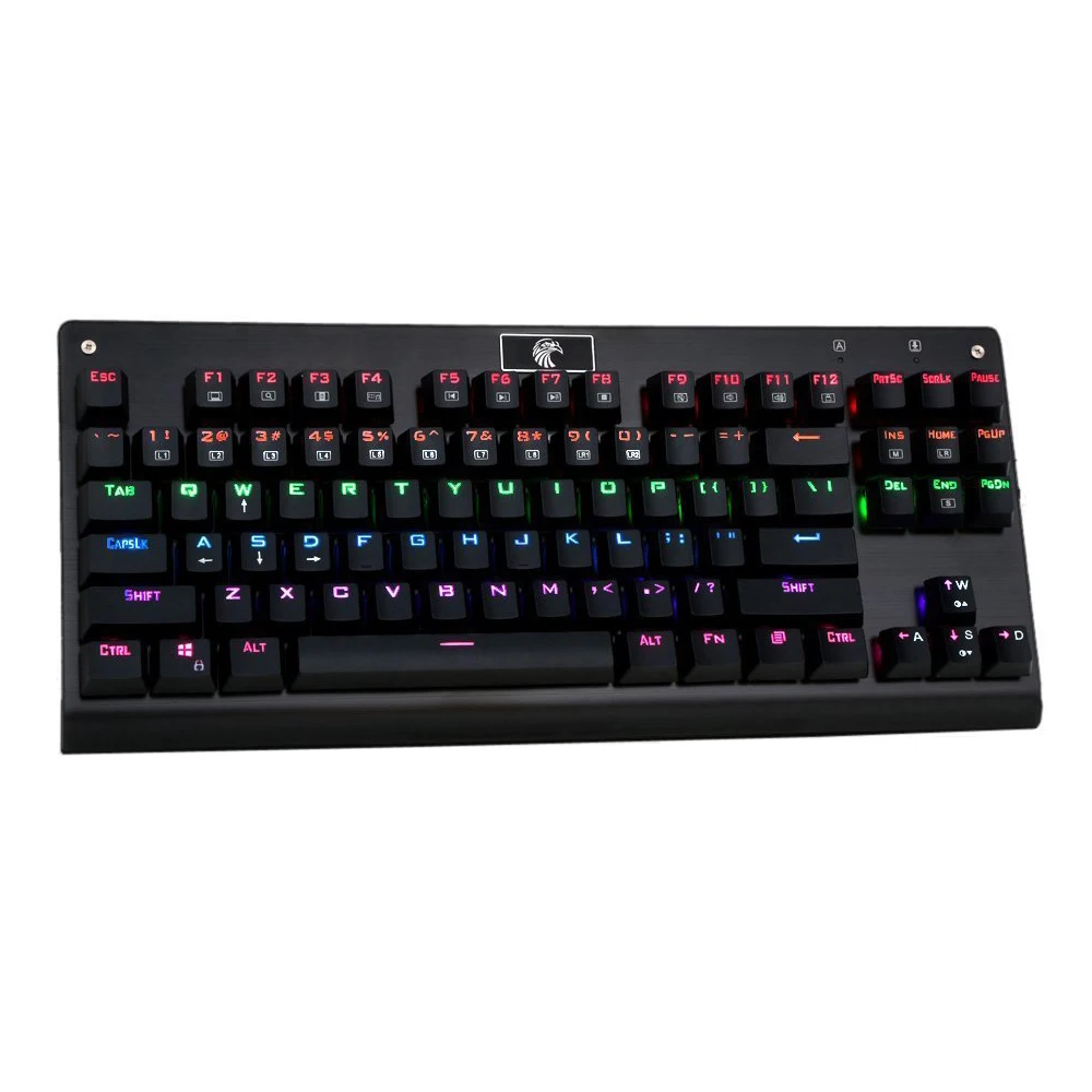 

Generic Gaming Esport Keyboard Mechanical Keyboard with 87 Keys Colorful LED Backlit USB Wired Suspended Anti-Ghosting Black