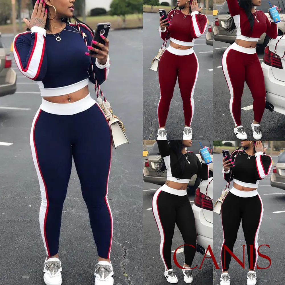 

2Pcs Women's Ladies Running Sets Tracksuit sportswear Pants Sets Sport Wear Casual Suit