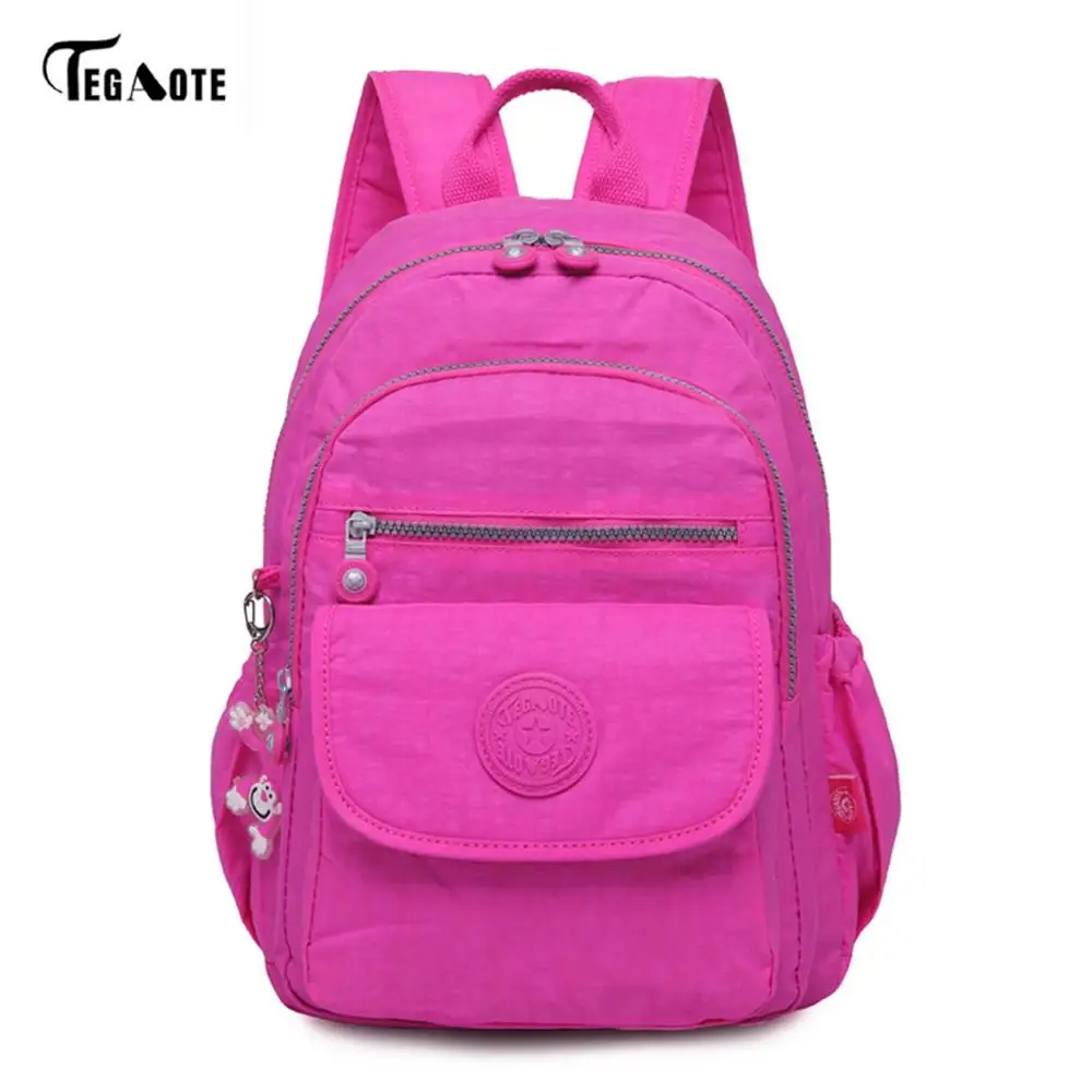 TEGAOTE Mochila Feminina Escolar, женский рюкзак для девочек-подростков, школьные сумки, Женский нейлоновый рюкзак для путешествий, для ноутбука, стильный рюкзак, Sac A Dos - Цвет: Hot pink