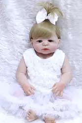 55 см новый полный Средства ухода за кожей силикона Reborn Baby Doll Игрушечные лошадки для новорожденных девочек кукла Рождественский подарок на