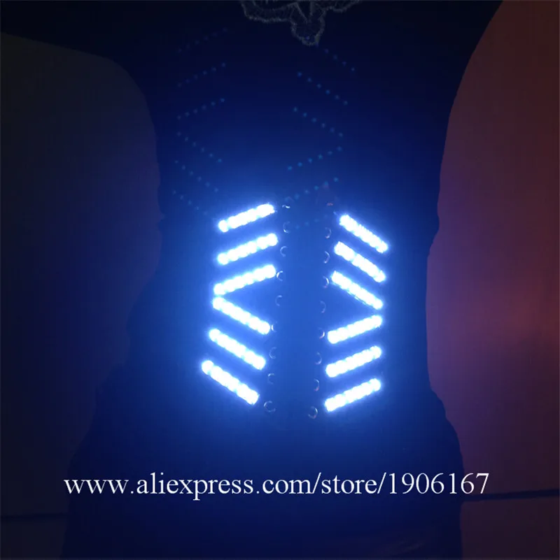 White Color LED Sxey Women Costumes Luminous Girdle Suit Clothes For Women Flashing LED Light Party Dance Wear Free Shipping2