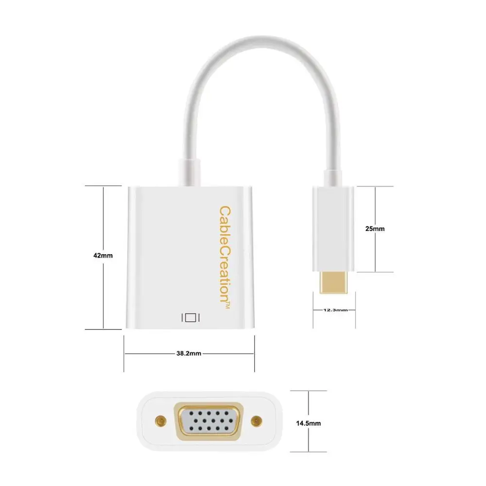 USB C к VGA кабель типа (Thunderbolt 3) К адаптеру совместимый с MacBook Pro 2016/2017/2018 Air/iPad|usb 3.1|usb