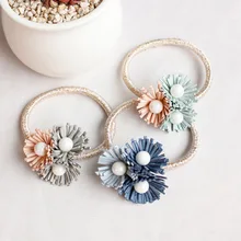 1 шт Мода ручной работы небольшой ромашка жемчужина руководитель галстук с растительным орнаментом волосы резинкой простые волосы Круг творческих цветок головной убор G0503