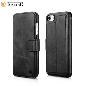 

ICARER 2 in 1 Detachable Wallet Cover for iPhone 7 8 Vintage Genuine Leather Meganetic Case Flip