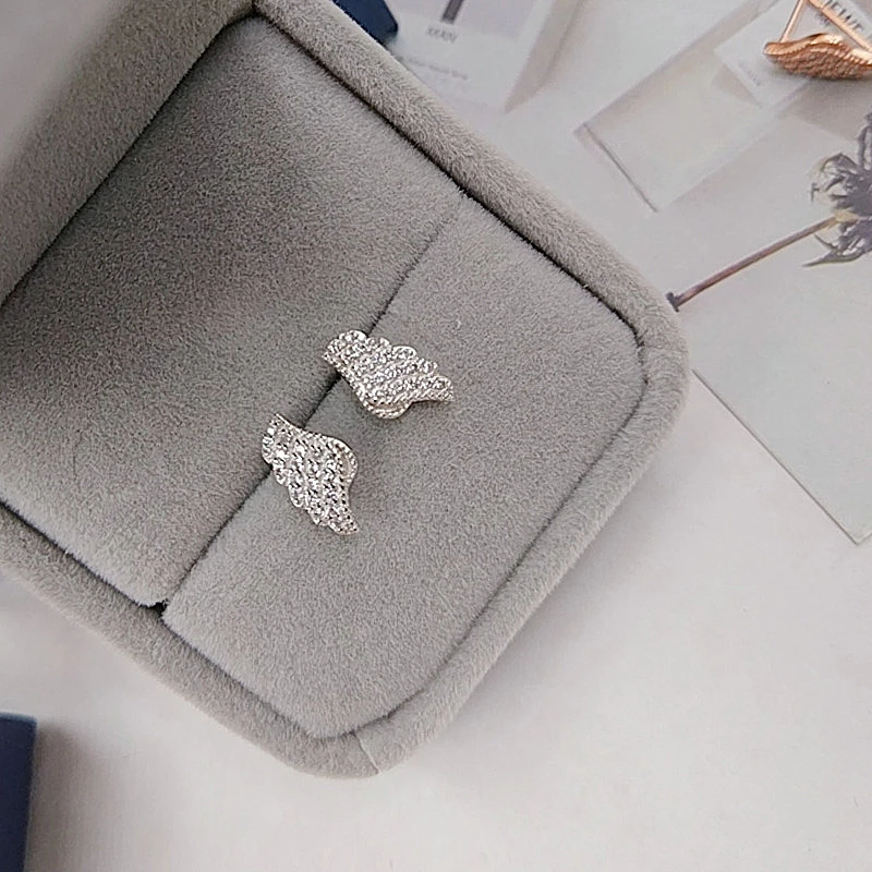 

1 pair Elegant Rose gold earrings Angel Wing Earrings Micro-inlay Zircon Earring high quality for women