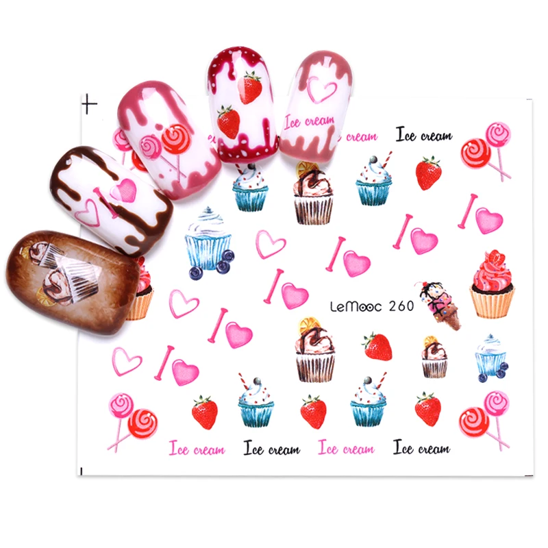

1 Sheet Summer Fruit Nail Water Sticker Set Fruit Lemon Slider Nail Art Transfer Decal Colorful Charm Decor