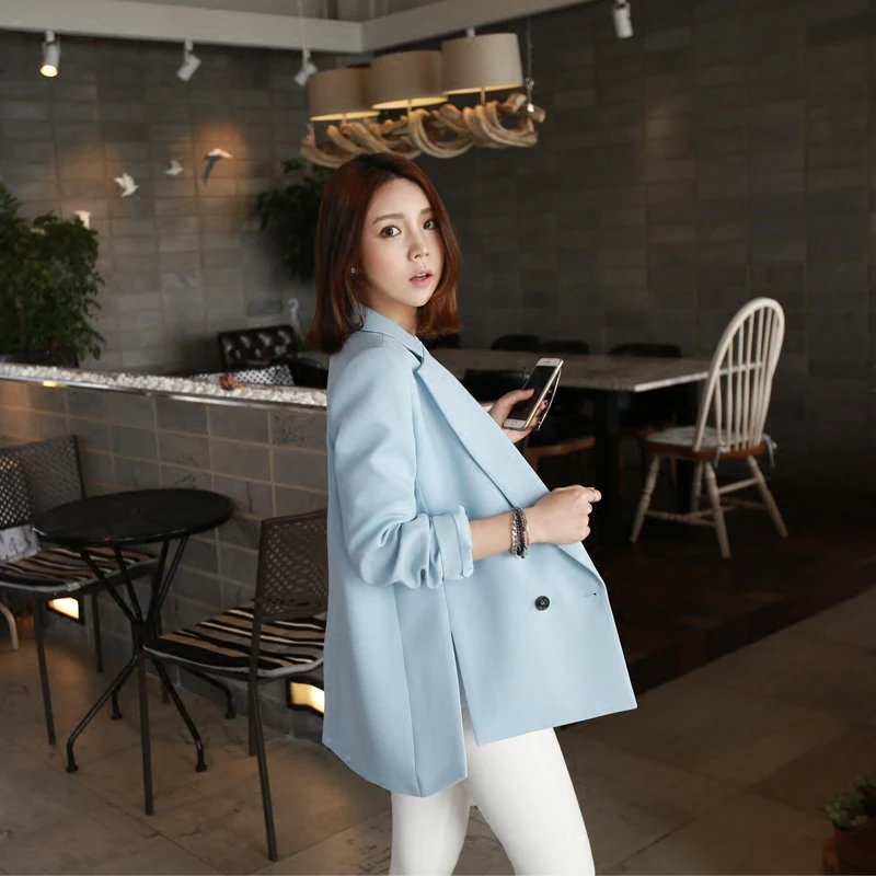 Noir Dames Court Entaillé Avant Dos Travail Longue Chic Fit Blazers Slim Blazer 2018 Printemps Veste Costume black Blue Formelle white Femmes Bureau De MpVSjqGzLU