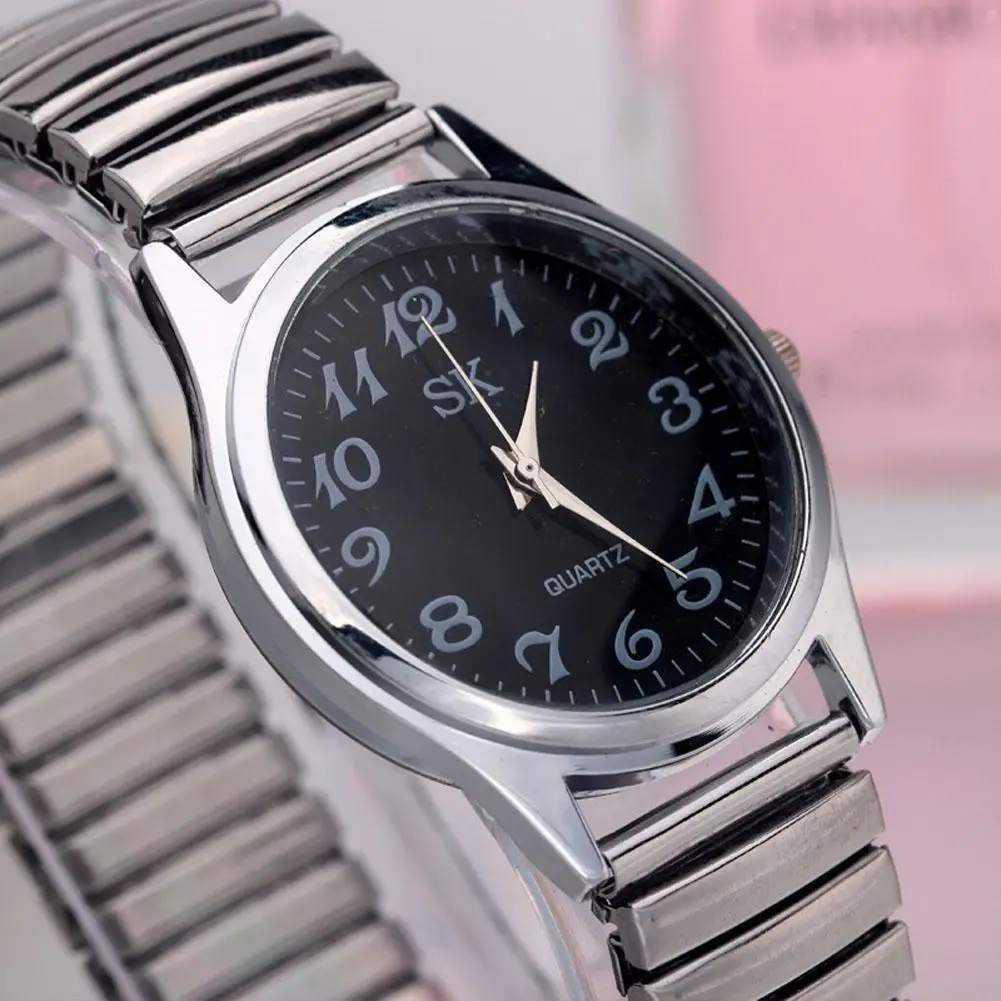 Men Women Business Watches Fashion Alloy Restoring Quartz Perfect Couple Watches Stainless Steel Elastic Strap Band 4