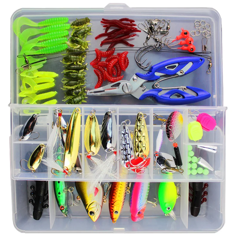 Buy 101PCS Fishing Lures Set Mixed Minnow/Popper Spoon Hook Fish Lure Kit In