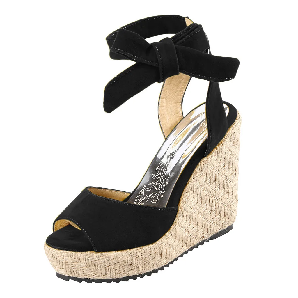 CHAMSGEND/повседневная женская обувь на платформе; Туфли на танкетке с открытым носком и ремешками; обувь в римском стиле с пряжкой; Повседневные Удобные уличные сандалии