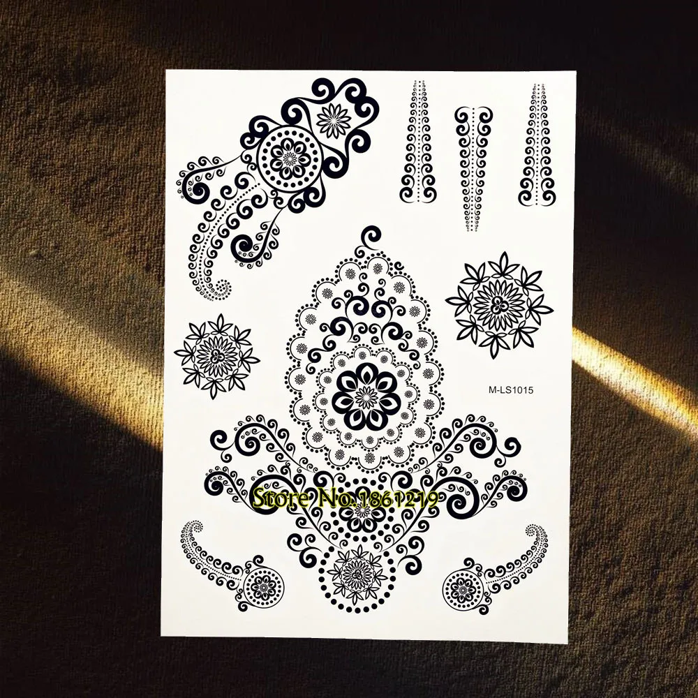 1 Pc Projektanci Mody Tatuaz Henna Wklej Czarny Kolor Gbj034 Flash Metaliczny Wodoody Tatuaz Choker Henna Koronki Design Kobiety Party Party Tent Partiparty Thong Aliexpress