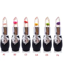 Водостойкая Цветочная помада для женщин желе Цветок Прозрачный красота яркая Цветочная помада с блеском Волшебная температура изменить цвет