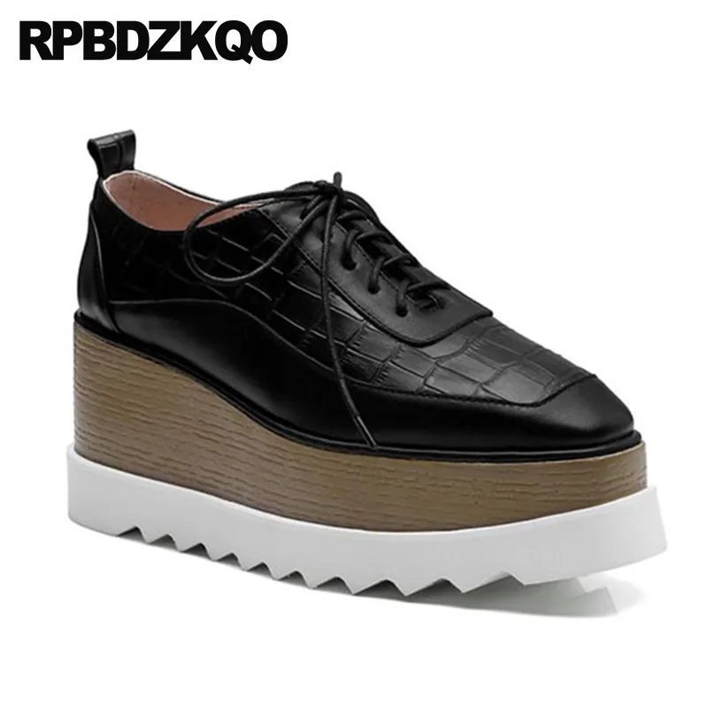 wedge red oxford square toe pumps creepers handmade high heels harajuku snakeskin women platform shoes fashion 2018 lace up