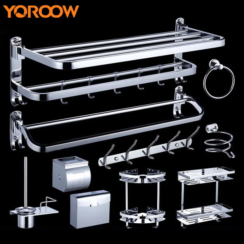 

Stainless Steel 304 Bathroom Shelf Towel Ring Rack Cup Paper Holder Robe Hook Toilet Brush Blow Dryer Shampoo Wall Mount SG0022