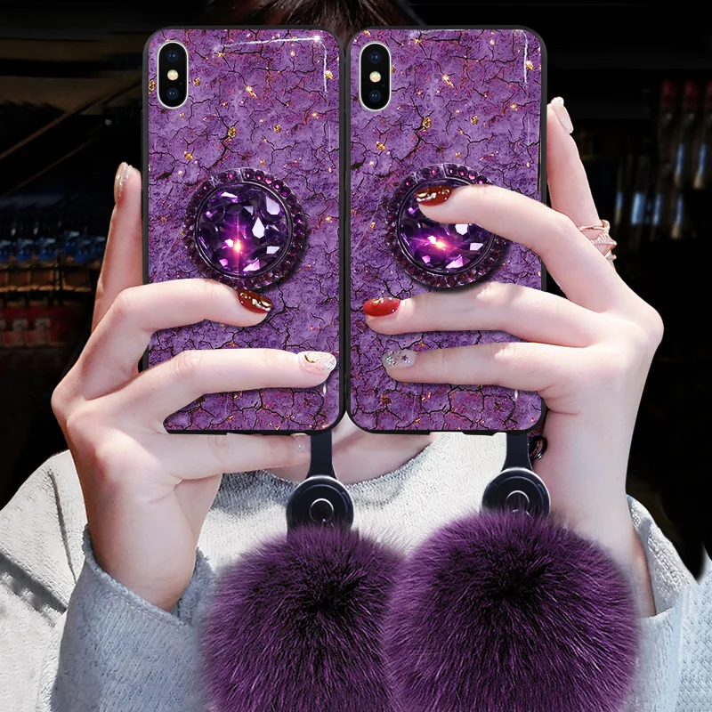Роскошный оригинальный чехол для iPhone 6 6s Plus 7 8 X XR XS MAX меховой ремешок на запястье