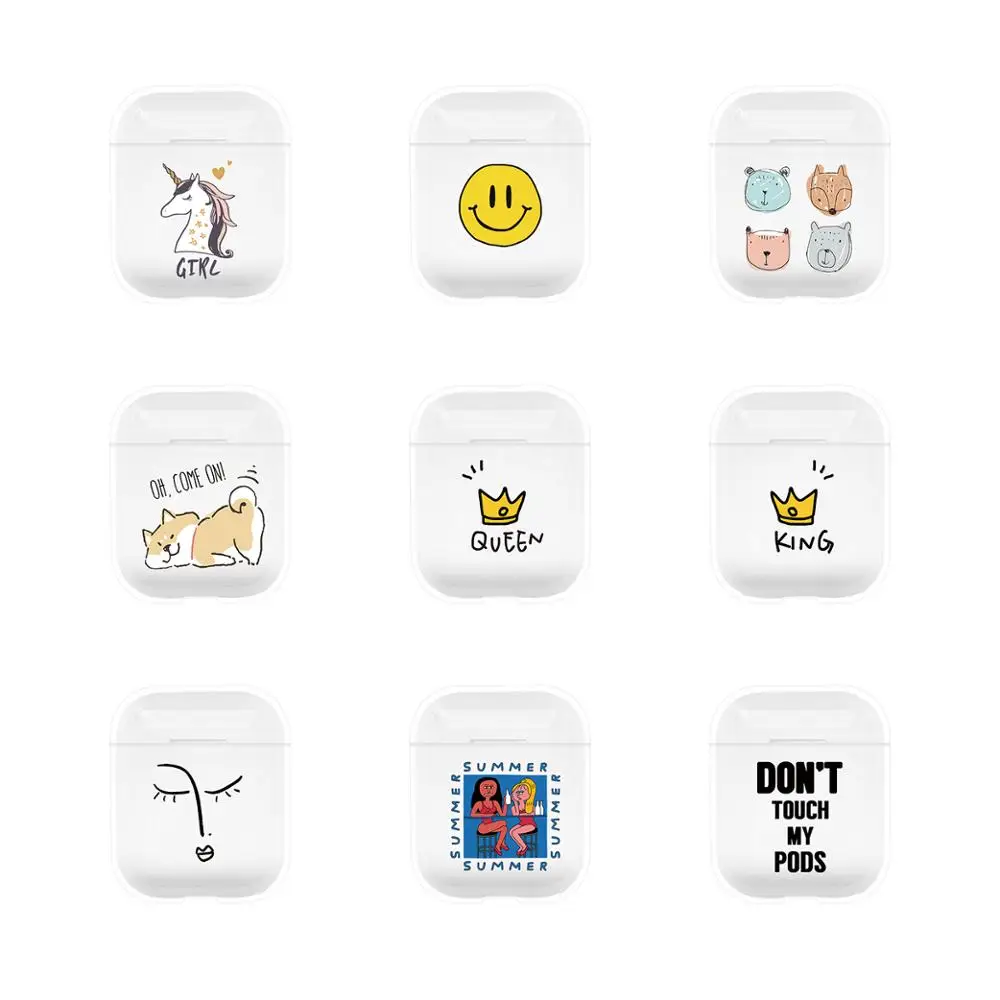 

Fashion cartoon cute lovely new Transparent Hard Case for AirPods 2 case Earphone Charging Box Cover Bag for AirPods Protective