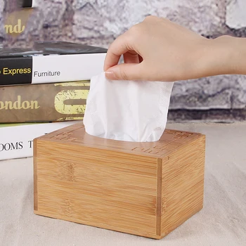 

Bamboo Handkerchiefs Box Natural Wood Tissue Case for Home Office Desktop Bathroom Car Room Baby Wipes Napkin Holder