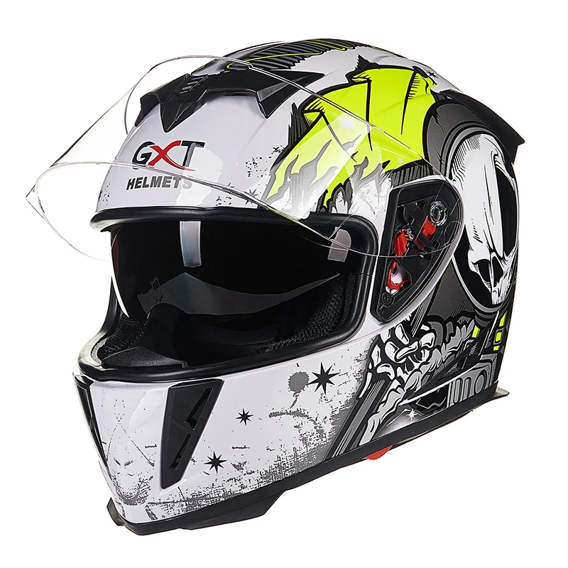 

GXT 358-3 White Green Color Motorcycle Helmets Full face Helmets Motorcycle Accessories
