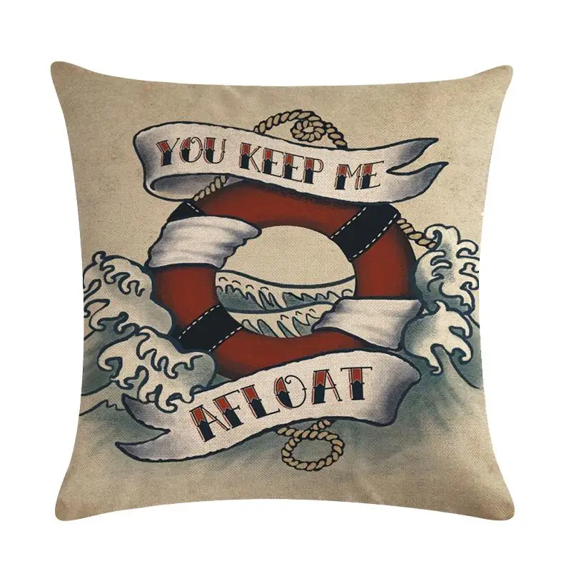 Чехол для подушки в стиле ретро, с рисунком компаса, с изображением якоря, морской корабль, декоративная наволочка, чехол Cojines Almofadas - Цвет: 1
