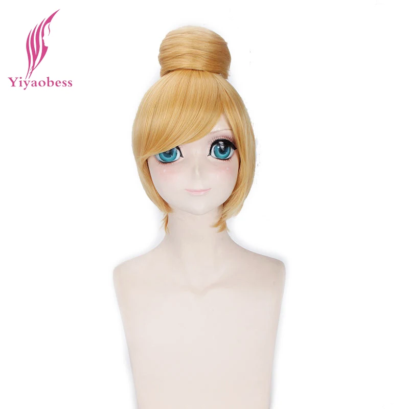Yiyaobess 30 см короткий блонд косплей парик Феи Тинкер колокольчик костюм на Хэллоуин Принцесса синтетические волосы парики для вечерние