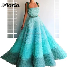 Тюлевые многоуровневые арабские Длинные вечерние платья многоцветные Abendkleider Средний Восток формальное платье для выпускного бала без рукавов вечерние турецкие