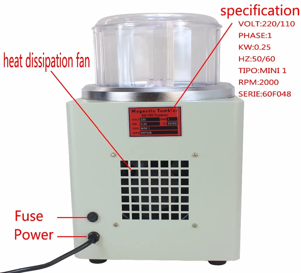 ¡Fabricante! KD/KT-185 máquina de acabado pulidor de joyería de vaso magnético, máquina de pulido magnético AC 110 V/220 V - 2