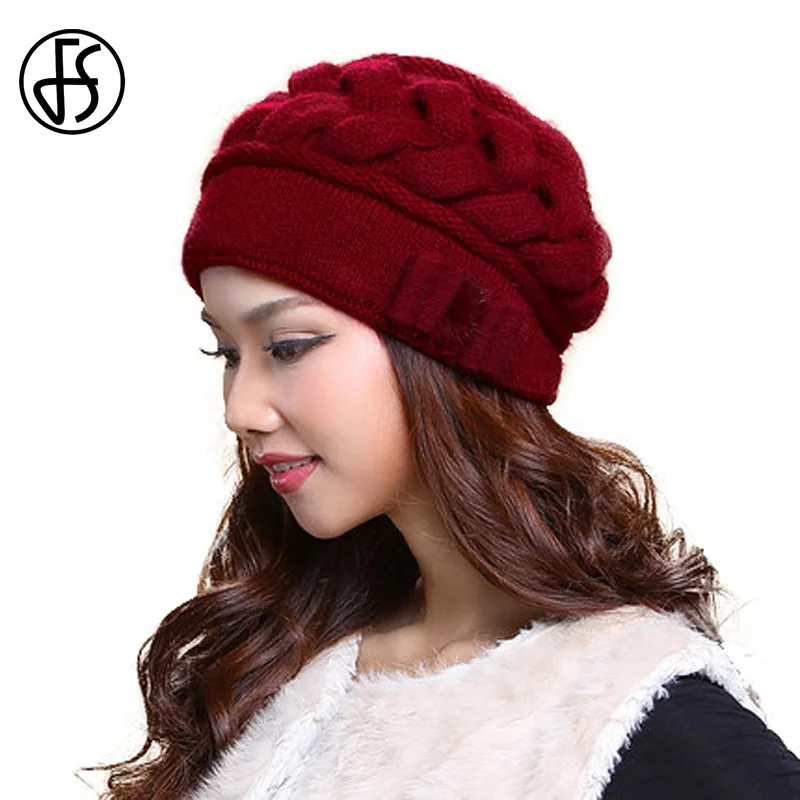 FS Fashion Rabbit Wool Women Caps Thermal Warm Skullies Double Layer Knitted Winter Hat Ear Protect Beanies Gorra Hats Invierno FS Fashion Rabbit Wool Women Caps Thermal Warm Skullies Double Layer Knitted Winter Hat Ear Protect Beanies Gorra Hats Invierno