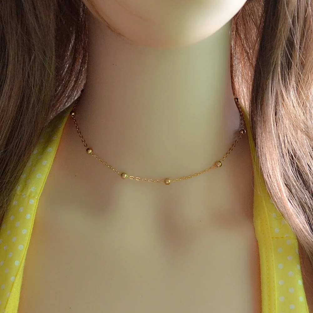 

Bohemian Gold Silver Metal Color Choker Necklace Women Simple Jewelry Wedding Party Statement Necklace