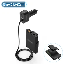 NTONPOWER 5 портов USB QC 3,0 Автомобильное зарядное устройство с удлинителем 1,8 м со съемным зажимом для мобильного телефона планшета gps Автомобильное зарядное устройство