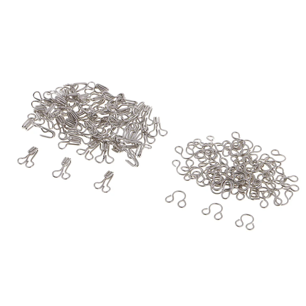 fityle 100 Sets Iron Hook and Eye Sewing Fasteners for Skirt Collar Bra Dress Sew On DIY Accessory