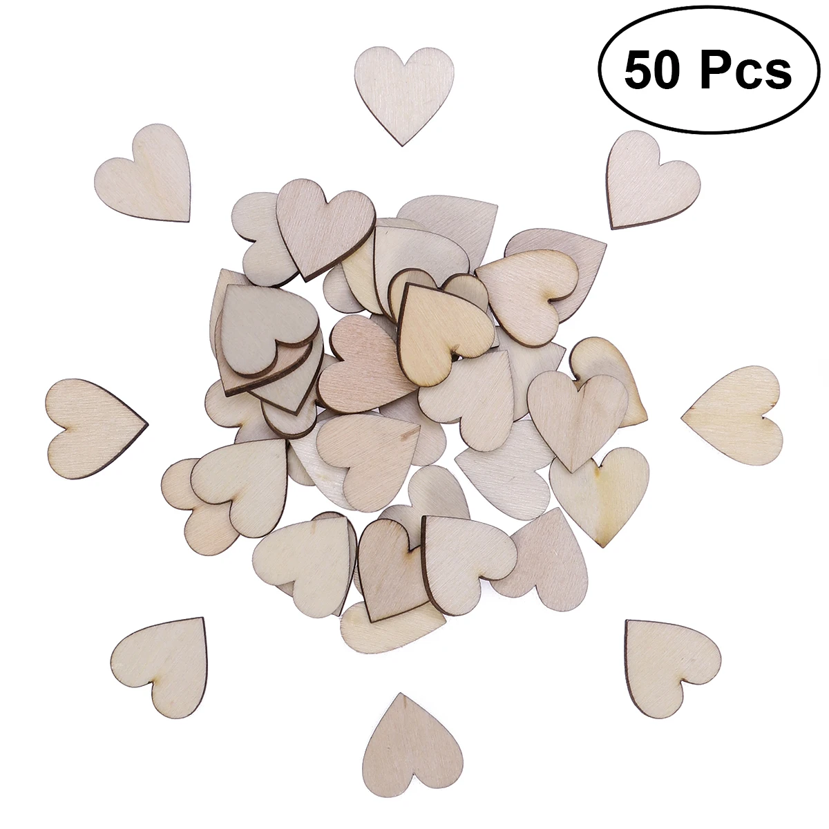 

50pcs Heart Shaped Wooden Slices Unpainted Natural Birch Tree DIY Crafts Embellishments Wood Diy Crafts
