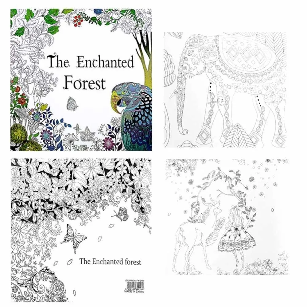 1 штука, 24 страницы, кавайная краска для снятия стресса, раскраска, книга для детей, взрослых художников, креативная книга для рисования, 03164 - Цвет: Enchanted Forest