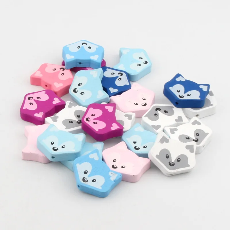 

DIY 23x27mm Cute Fox Shape Natural Loose Wood Beads For Jewelry Spacer Bead Making Children's Necklace Bracelet 20pcs