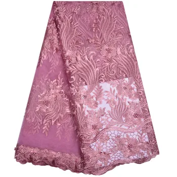 

Latest Style Lilac Beaded Net Lace Fabric 2018 Fashion African Lace Fabric Tulle African French Lace Fabric High Quality 1184