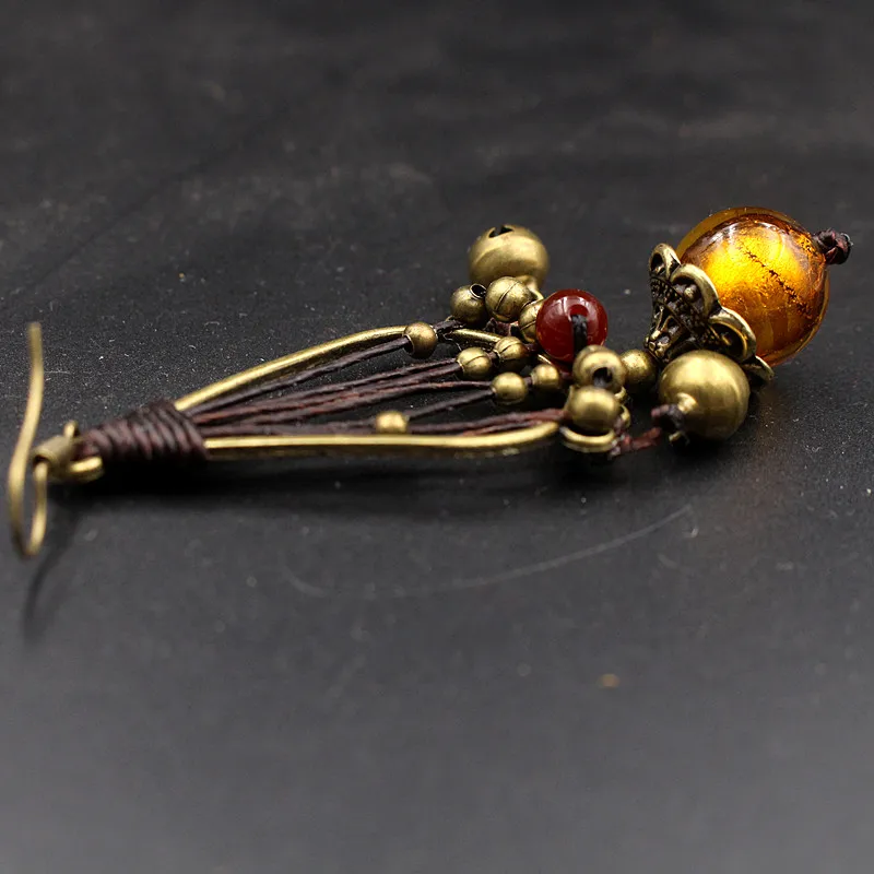 Yanting Handmade Ethnic Earrings For Women Copper Bells Boho Earings Fashion Jewelry Brincos Women Earing Glass Glazed Beads 004 (10)