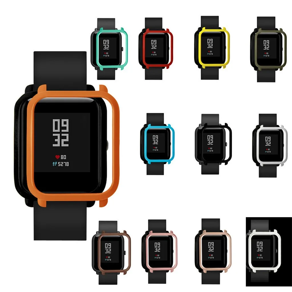 

2 Slim Colorful Frame PC Case Cover Protect Shell For Huami Amazfit Bip Younth Watch with Screen Protector 2019 Promotion Z30416