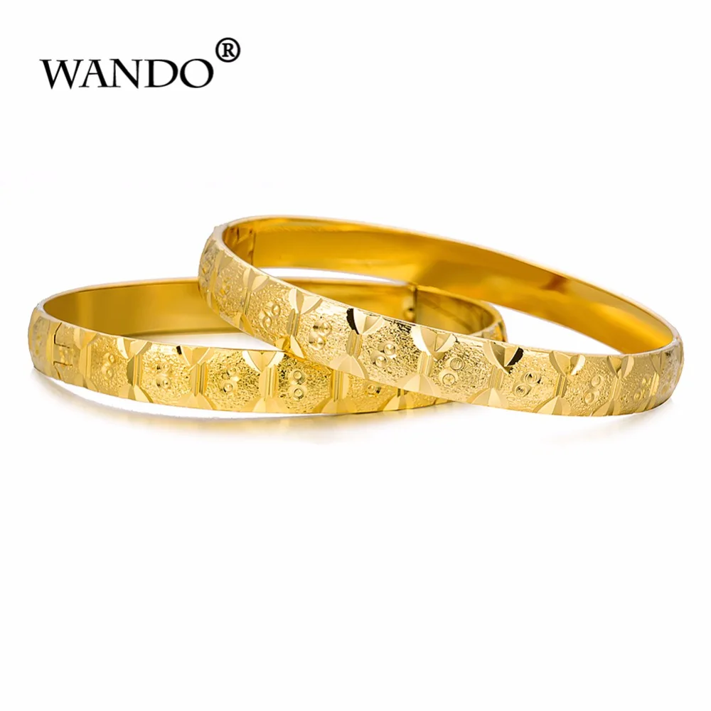 WANDO 2 шт./лот золотые браслеты для женщин из Дубая африканские эфиопские ювелирные