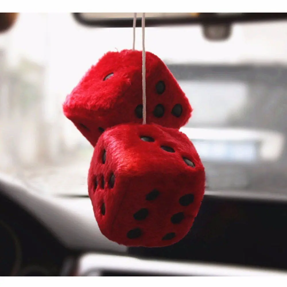 Car Dice Ornaments Plush Dice Adhesive Disc Mirror Car Haning Pendant