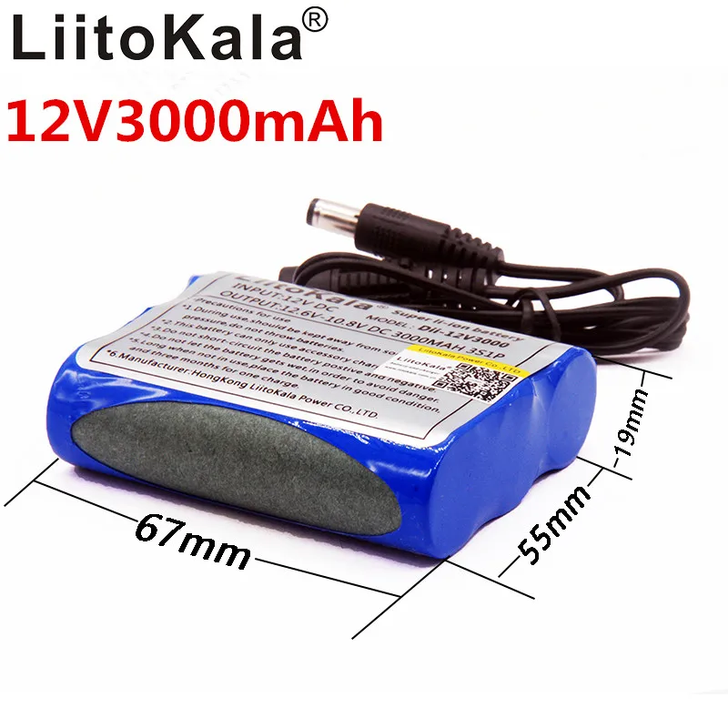 Liitokala 12v 3000 mAh литий-ионная аккумуляторная батарея зарядное устройство C Mara CCTV не включает зарядное устройство 1A